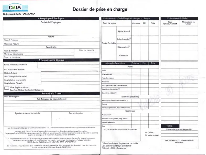 Dossier de prise en charge